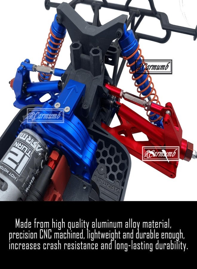 Rcarmumb Upgrades Part for 1/10 Vorteks 4x4 3S Blx,Granite/Senton 4x4 3S Blx & Mega 550,Alloy Front Rear Suspension Arms & Steering Blocks Caster Blocks C-Hubs Stub Axle Carriers,Red - Image 4
